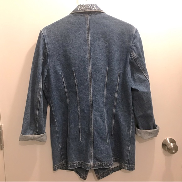 Vintage denim 1991 studded blazer size 8/10 - Picture 9 of 11